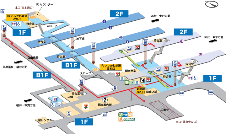 加賀温泉駅構内図