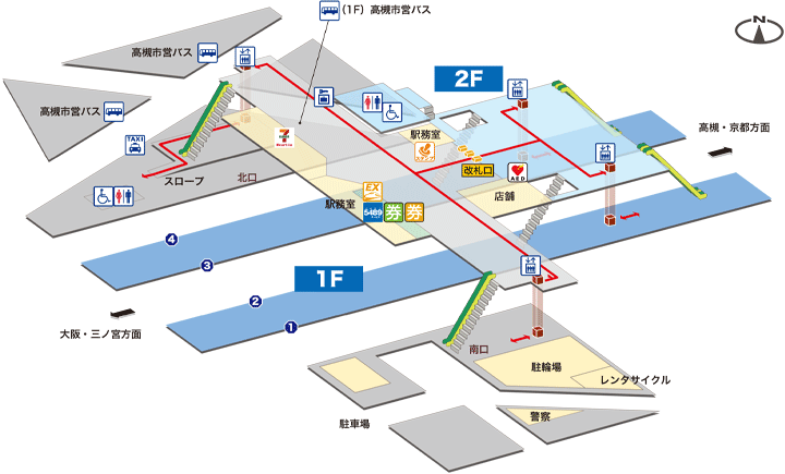 摂津富田駅構内図