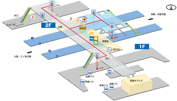 千里丘駅構内図