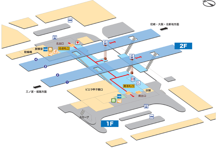 甲子園口駅構内図