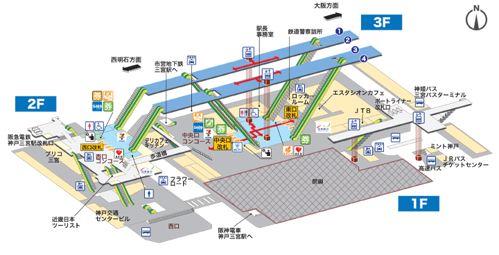 三ノ宮駅構内図