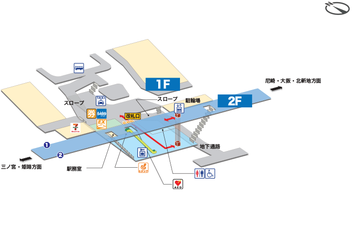 甲南山手駅構内図