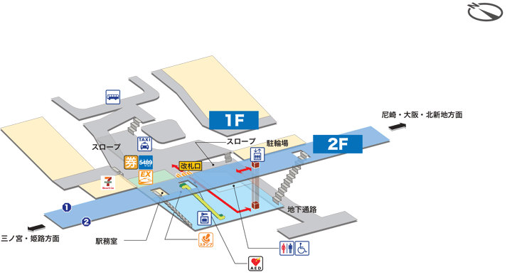 甲南山手駅構内図