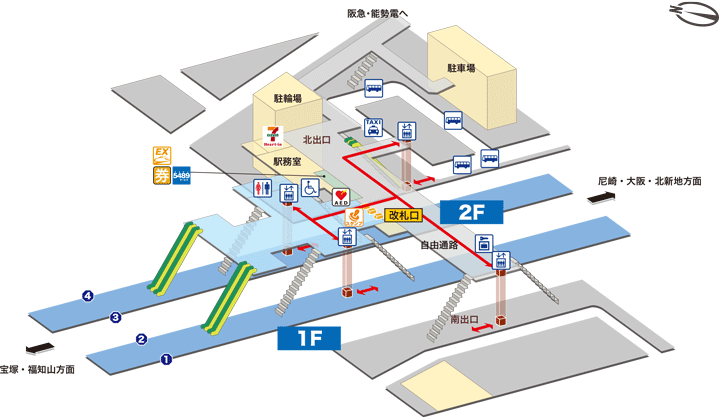 川西池田駅構内図