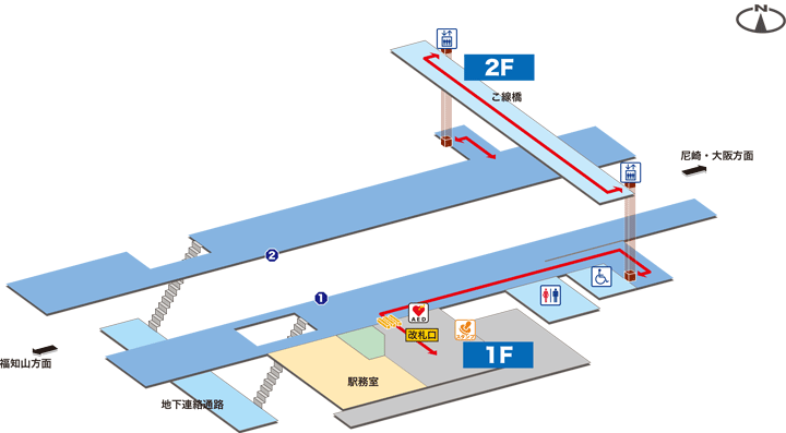 生瀬駅構内図
