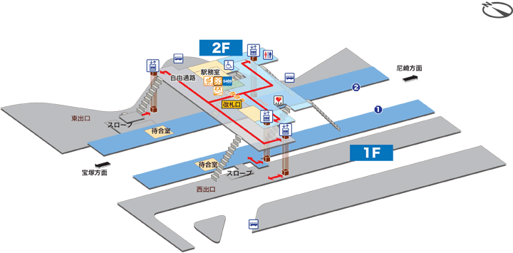 猪名寺駅構内図