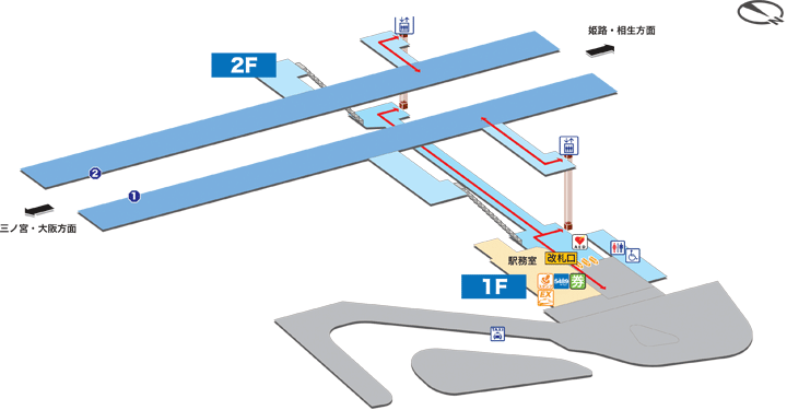 東姫路駅構内図