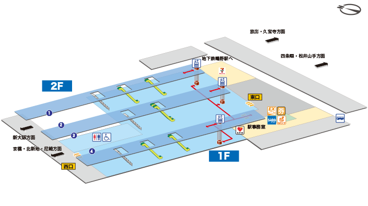 鴫野駅構内図