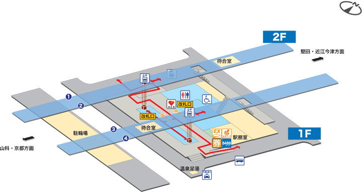 おごと温泉駅構内図