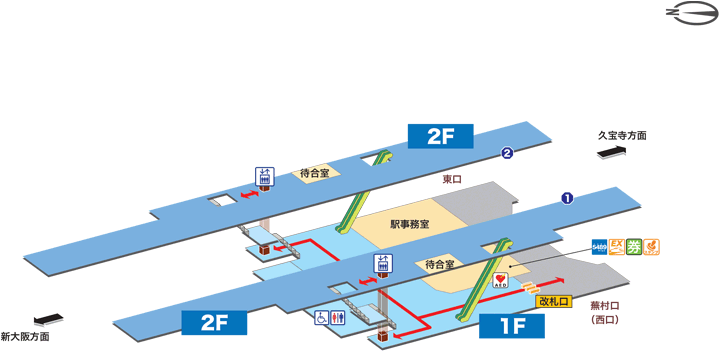 城北公園通駅構内図