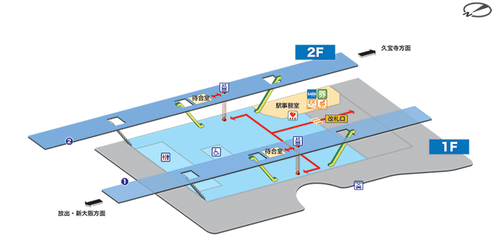 衣摺加美北駅構内図