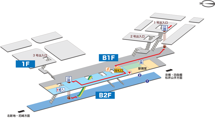 大阪城北詰駅構内図