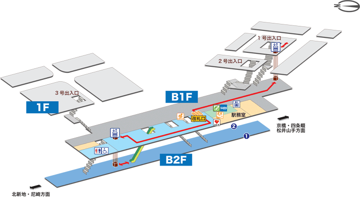 大阪城北詰駅構内図