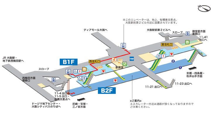 北新地駅構内図