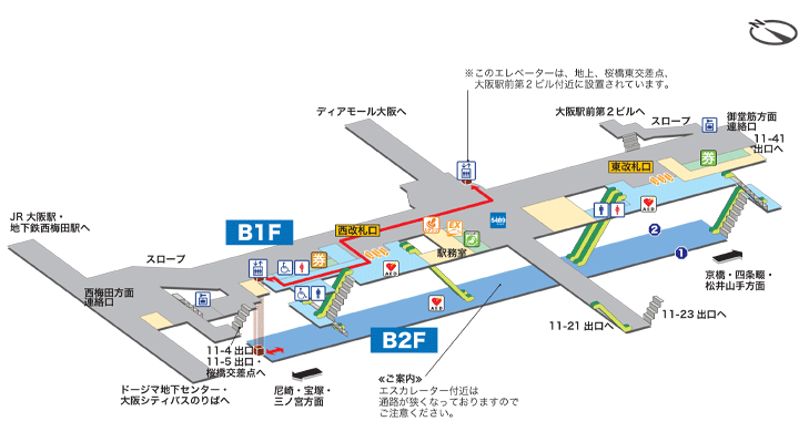 北新地駅構内図