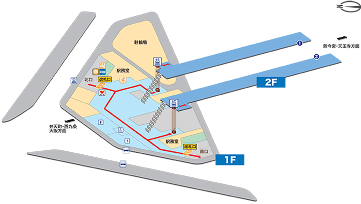 芦原橋駅構内図