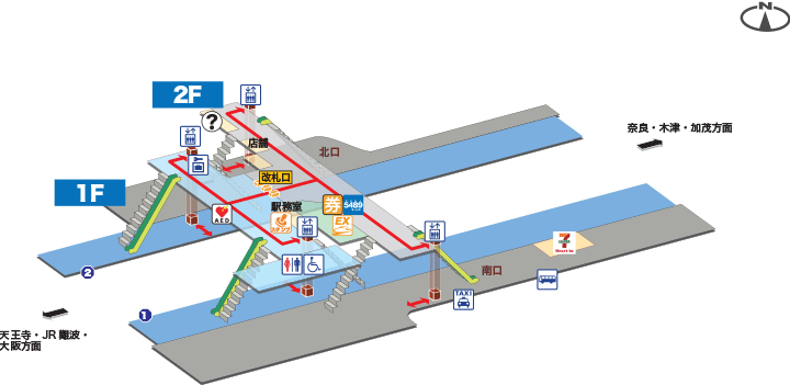 法隆寺駅構内図