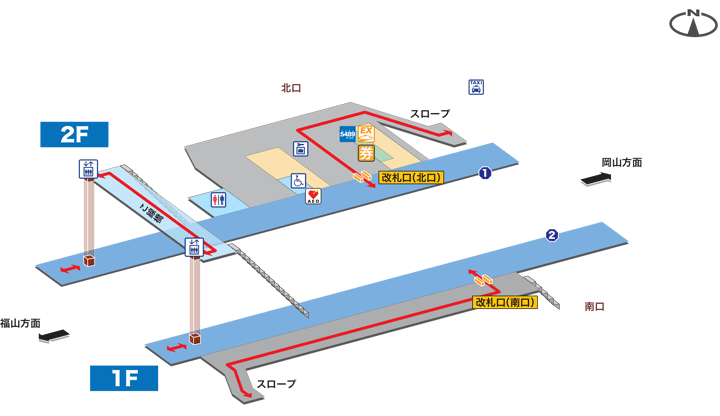 庭瀬駅構内図