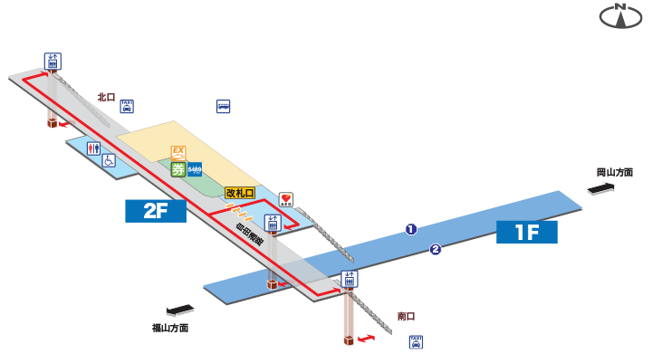 鴨方駅構内図