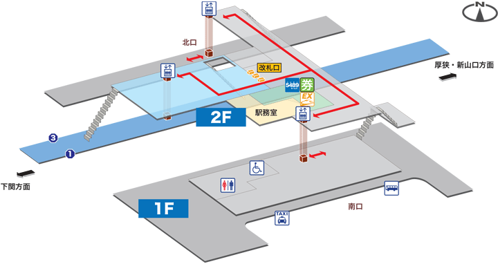 長府駅構内図